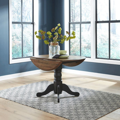 Carolina Crossing Drop Leaf Table Two 8" Leaves - Black & Antique Honey Tops