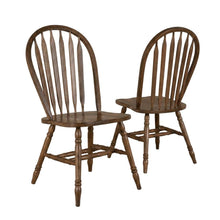 Solid Wood Windsor Dining Chairs, Spindle-Back Cottage Kitchen Seats, Set of 2