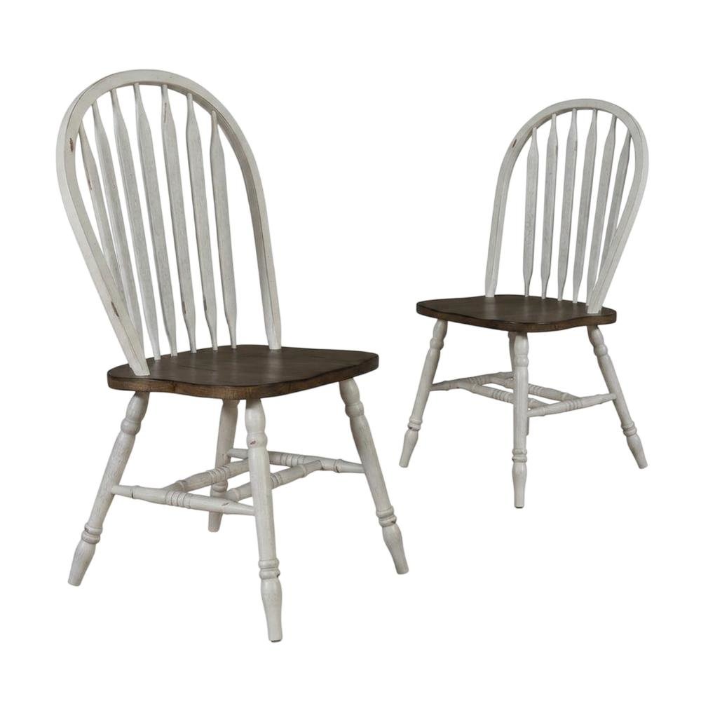 Rubberwood Solid Windsor Dining Chair, Kitchen Side Chair Set, Set of 2