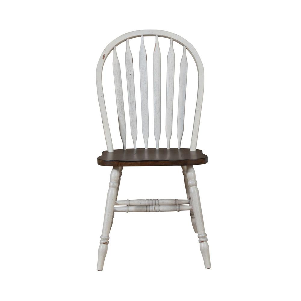 Carolina Crossing Windsor Side Chair- White in White w/ Antique Honey Top