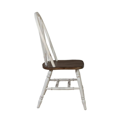 Carolina Crossing Windsor Side Chair- White in White w/ Antique Honey Top