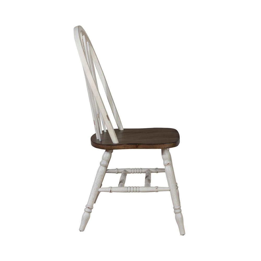 Carolina Crossing Windsor Side Chair- White in White w/ Antique Honey Top