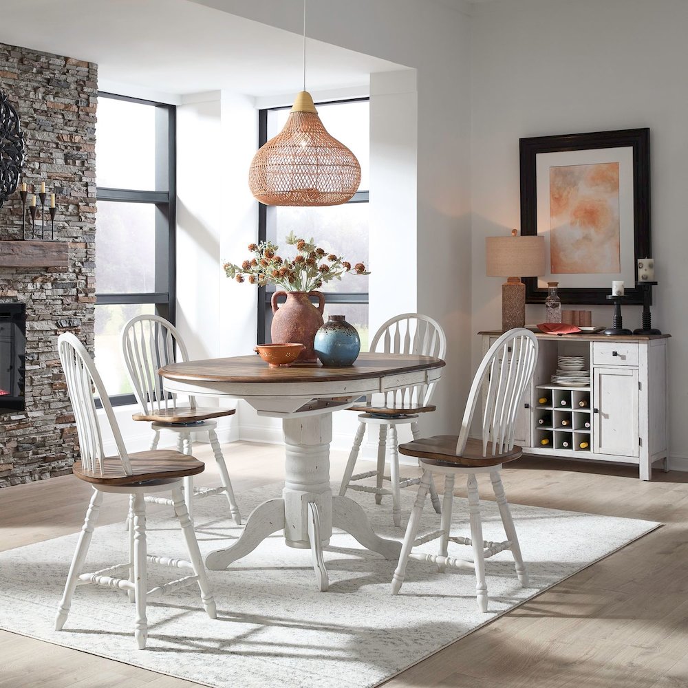 Carolina Crossing 5 Piece Gathering Table Set Counter Height 36" - 4 Windsor
