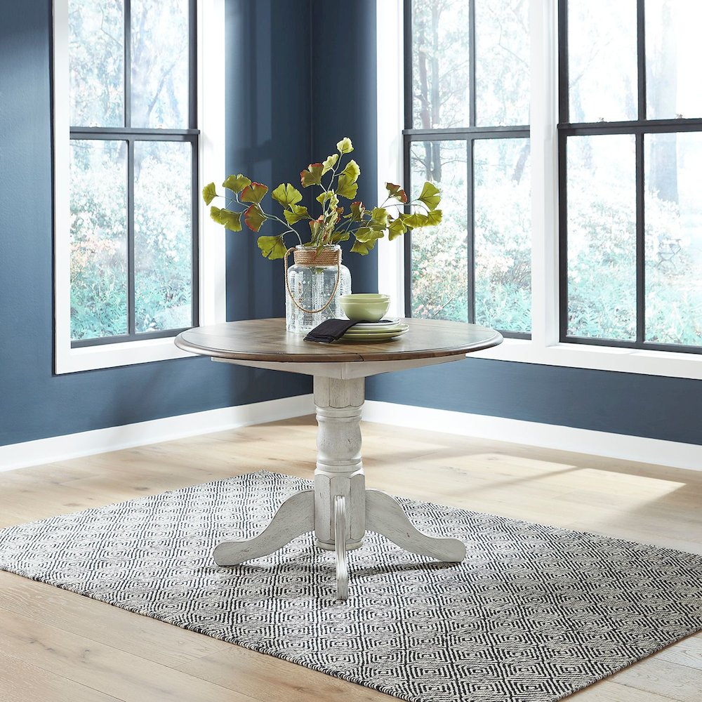 Carolina Crossing Drop Leaf Table Two 8" Leaves - White & Antique Honey Tops