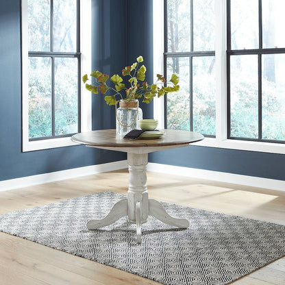 Carolina Crossing Drop Leaf Table Two 8" Leaves - White & Antique Honey Tops