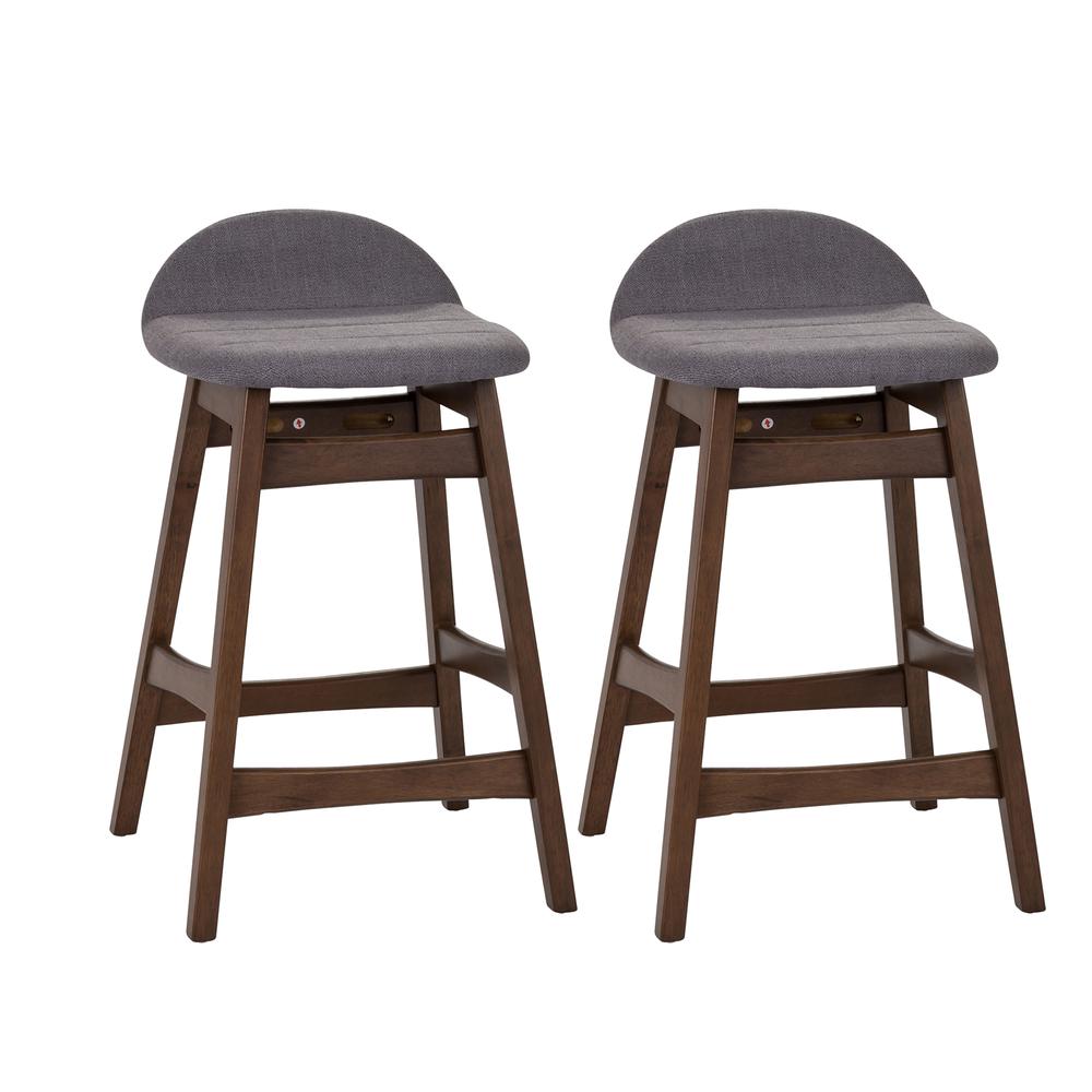 Space Savers 24 Inch Counter Chair - Grey (RTA)-Set of 2 in Satin Walnut