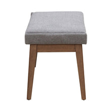 Grey Linen Upholstered Dining Bench with Removable Cushion - Satin Walnut