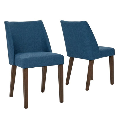 Walnut Veneer Dining Side Chairs with Polyester Upholstery, Brown, Set of 2