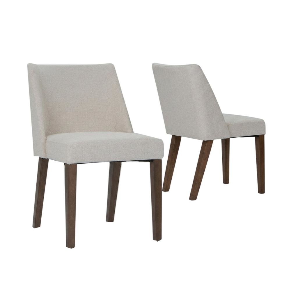 Polyester-Upholstered Accent Chairs with Walnut Veneer Frame, Brown, Set of 2