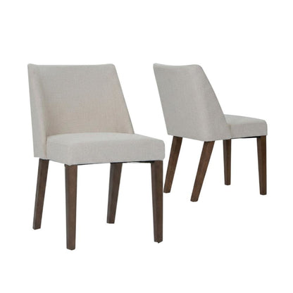 Polyester-Upholstered Accent Chairs with Walnut Veneer Frame, Brown, Set of 2