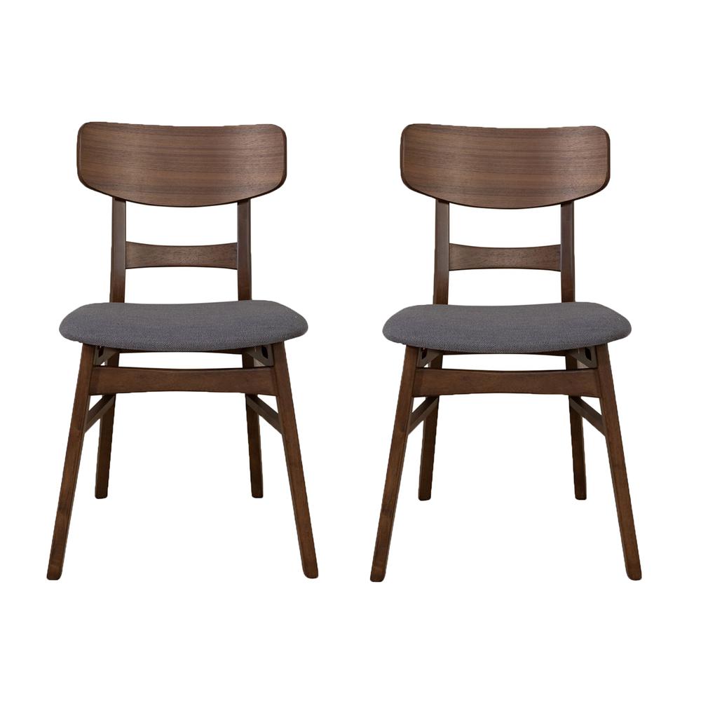 Panel Back Side Chair- Grey (RTA)- Set of 2 Contemporary Brown