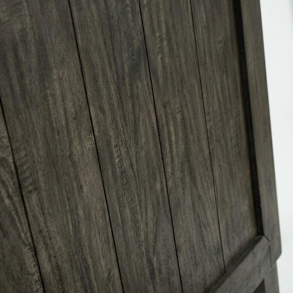 Rock Beaten Brown Panel Headboard with Saw Cuts Rustic Solid Wood Design