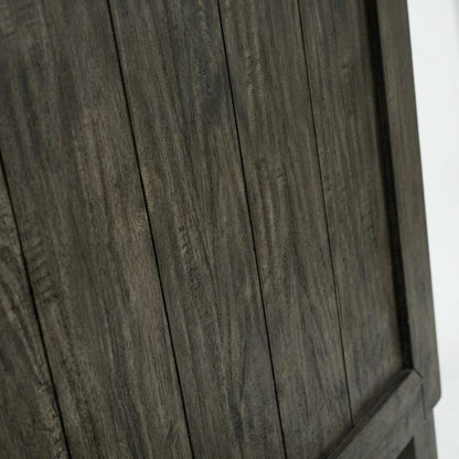 Rock Beaten Brown Panel Headboard with Saw Cuts Rustic Solid Wood Design