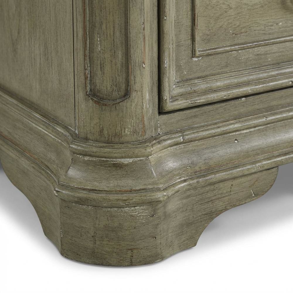 Weathered Bisque Nightstand with 2 Drawers and Traditional Design