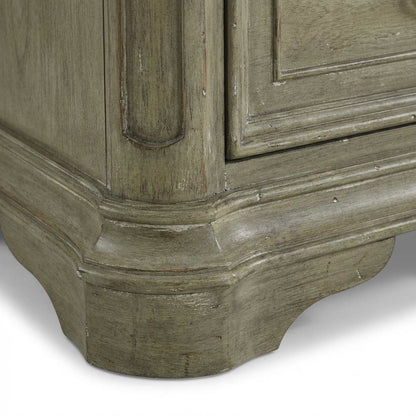 Weathered Bisque Nightstand with 2 Drawers and Traditional Design