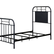 Distressed Metal Twin Headboard with Vintage Design and Metal Tube Frame