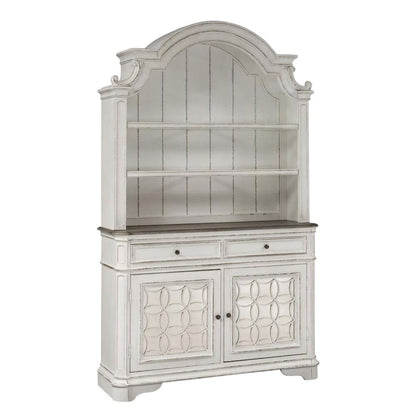 Traditional Rubberwood Hutch & Buffet with White Oak & Birch Veneers