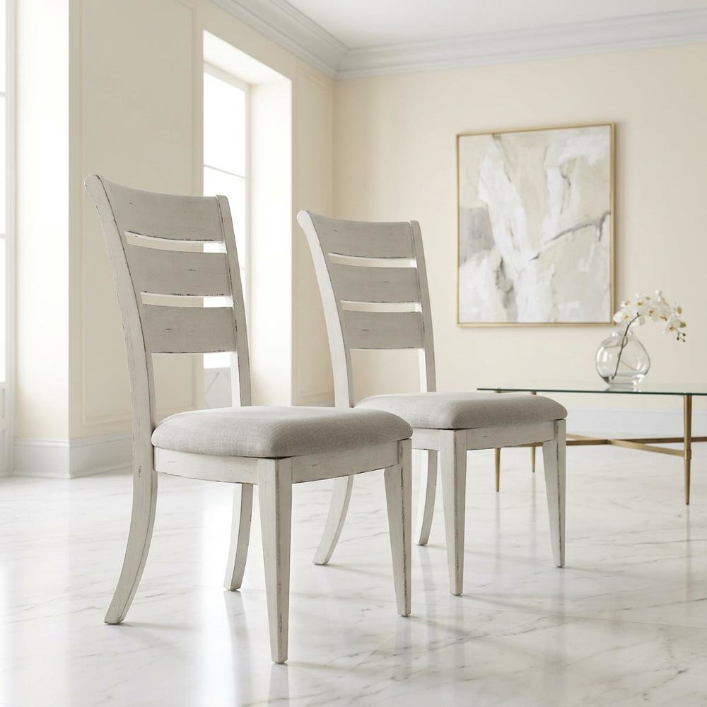 Solid Wood Ladder-Back Farmhouse Dining Chairs, Set of 2