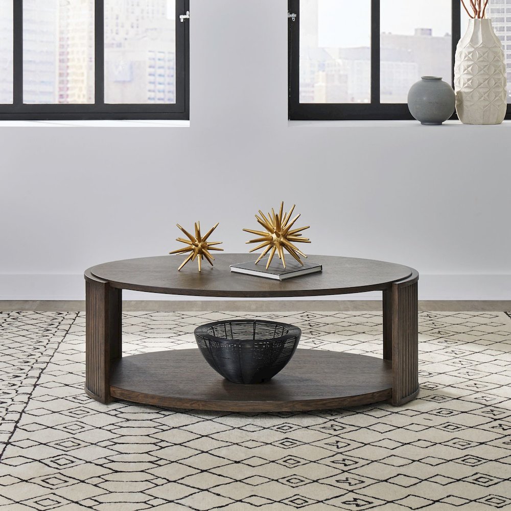 City View 3 Piece Set - Cocktail Table, End Tables- Coffee Bean Oak Wood