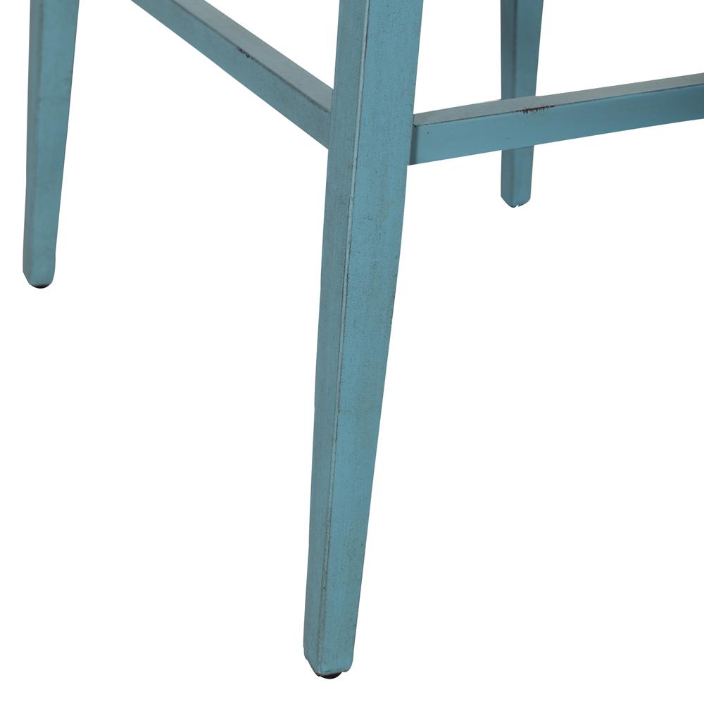 Backless Uph Barstool - Blue - Set of 2 Vintage Silver