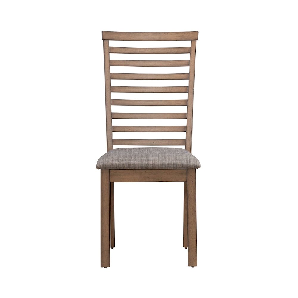 5 Pc Trestle Leaf Table Dining Room Set with 4 Ladder Back Side Chairs-Sandstone
