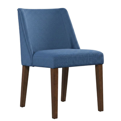 Walnut Veneer Dining Side Chairs with Polyester Upholstery, Brown, Set of 2