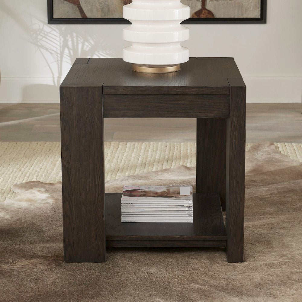 3 Piece Set - Square Cocktail Table, 2 End Tables - Bark