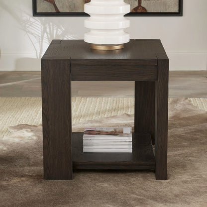 3 Piece Set - Square Cocktail Table, 2 End Tables - Bark