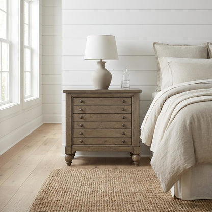 Dusty Taupe Bedside Chest with Charging Station and Modern Design