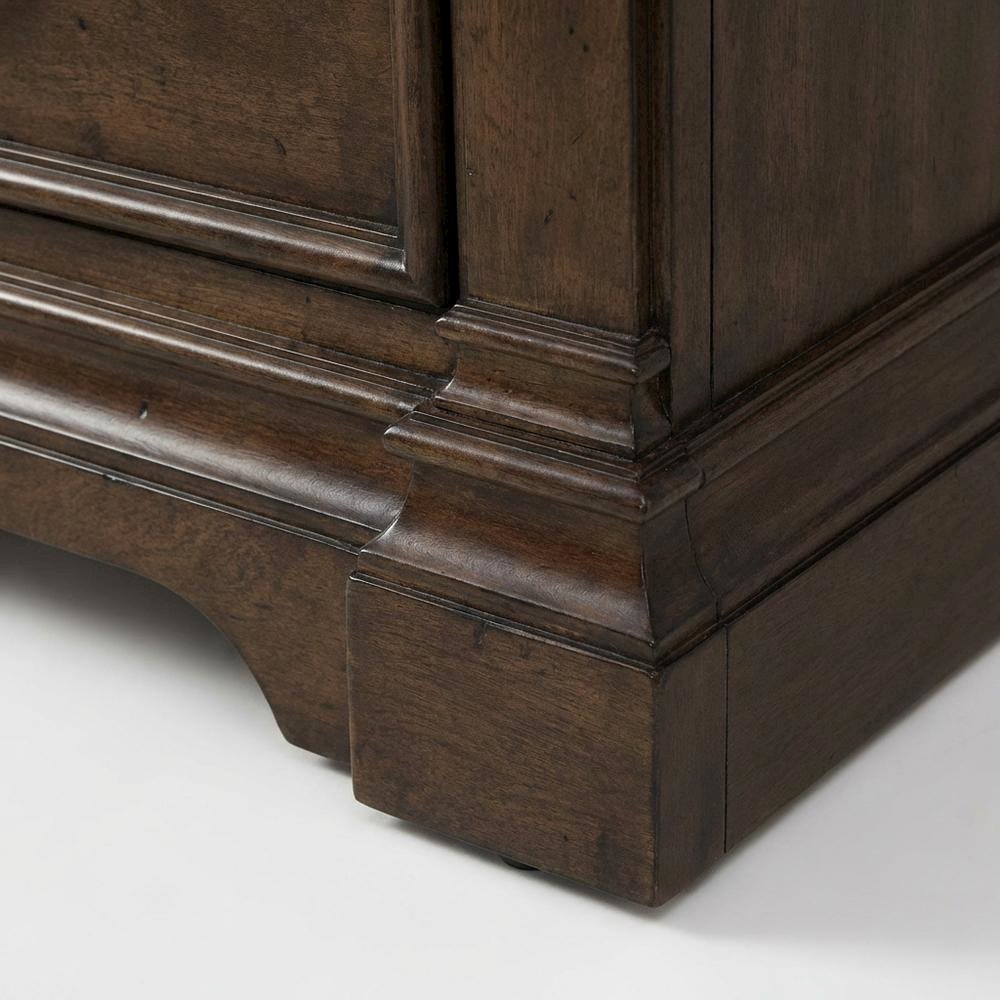 Satin Cherry Nightstand with Charging Station and Traditional Style