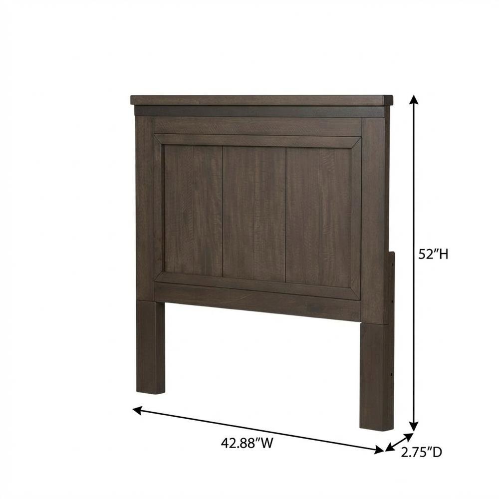 Rock Beaten Brown Twin Panel Headboard with Saw Cuts Rustic Solid Wood Design