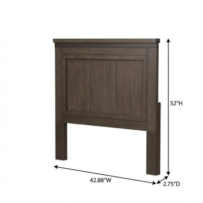 Rock Beaten Brown Twin Panel Headboard with Saw Cuts Rustic Solid Wood Design