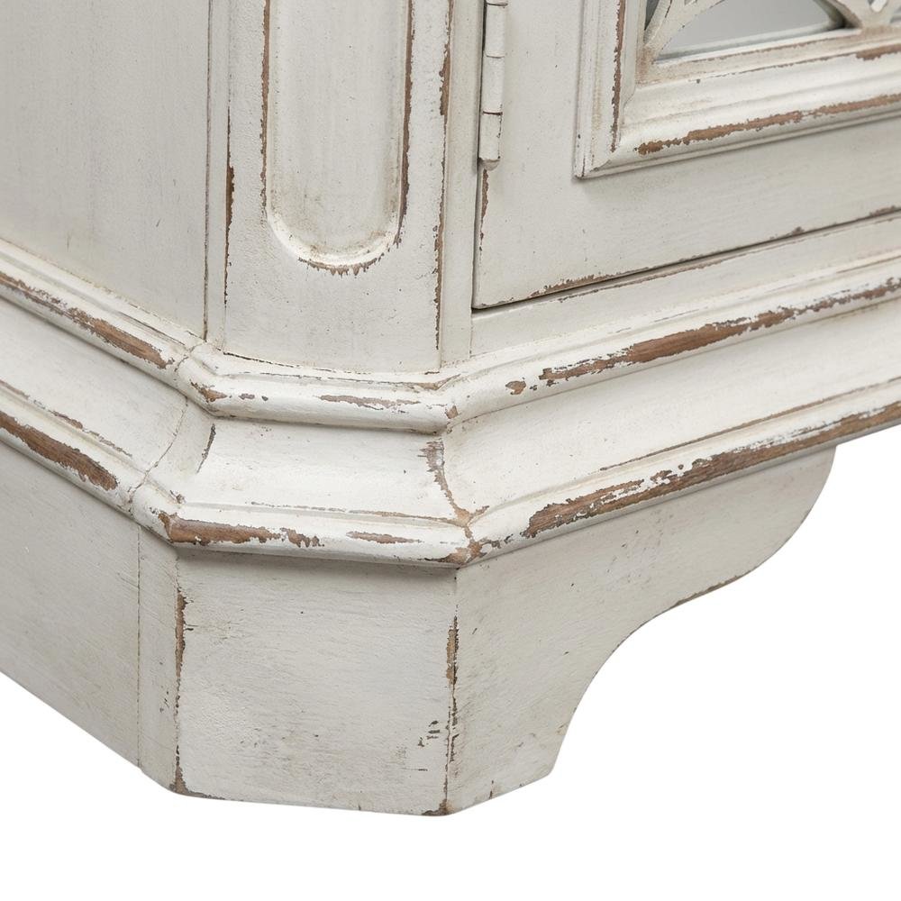 Antique White TV Console, European Traditional Style, Solid Wood Construction