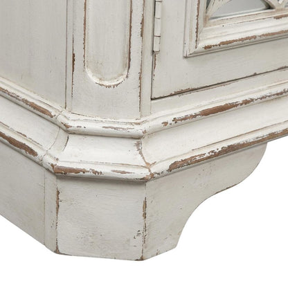 Antique White TV Console, European Traditional Style, Solid Wood Construction