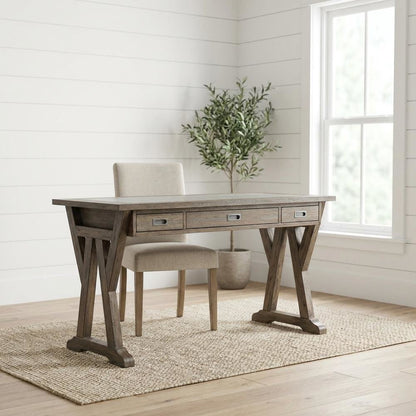 Rustic Saddle Wood Laptop Desk, Transitional Style, Solid Acacia Construction