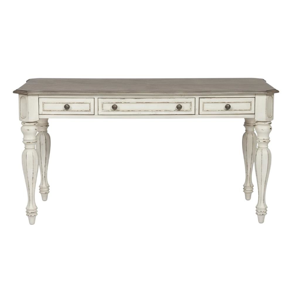 Antique White Writing Desk With Rubberwood And Oak Veneers For Home Office