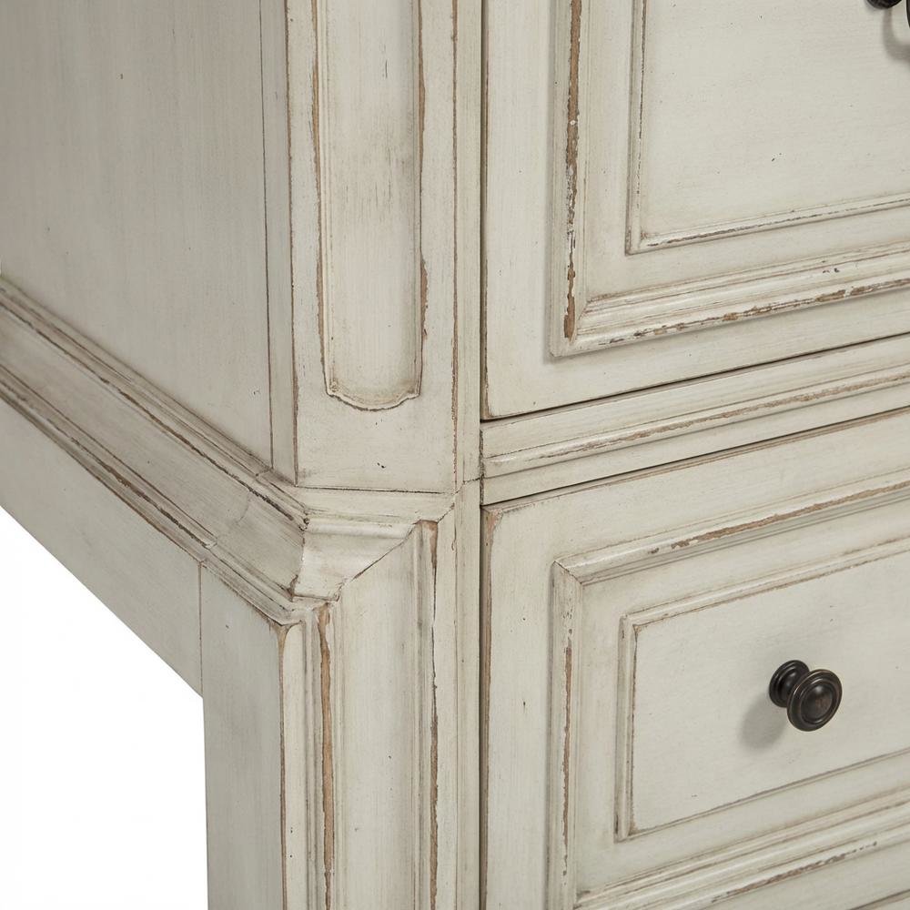 Antique White 3-Piece Office Desk And Hutch Set With Traditional Design