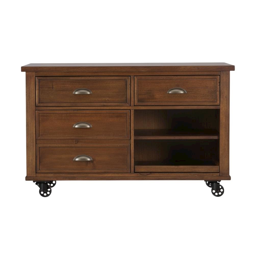 Cobblestone Brown Credenza With Urban Style, Wood And Metal Frame, 48W