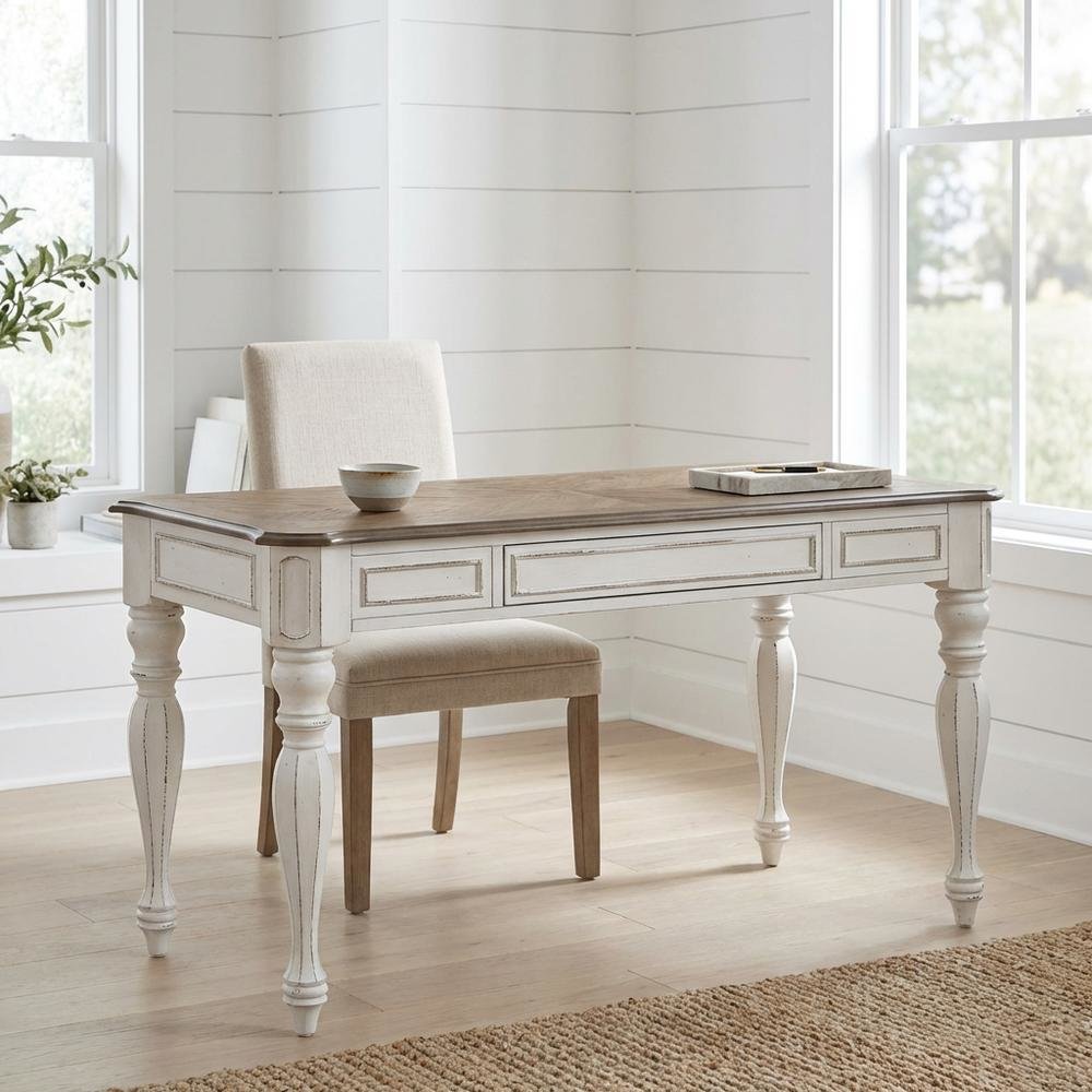 Antique White Lift Top Writing Desk With Rubberwood And Veneers