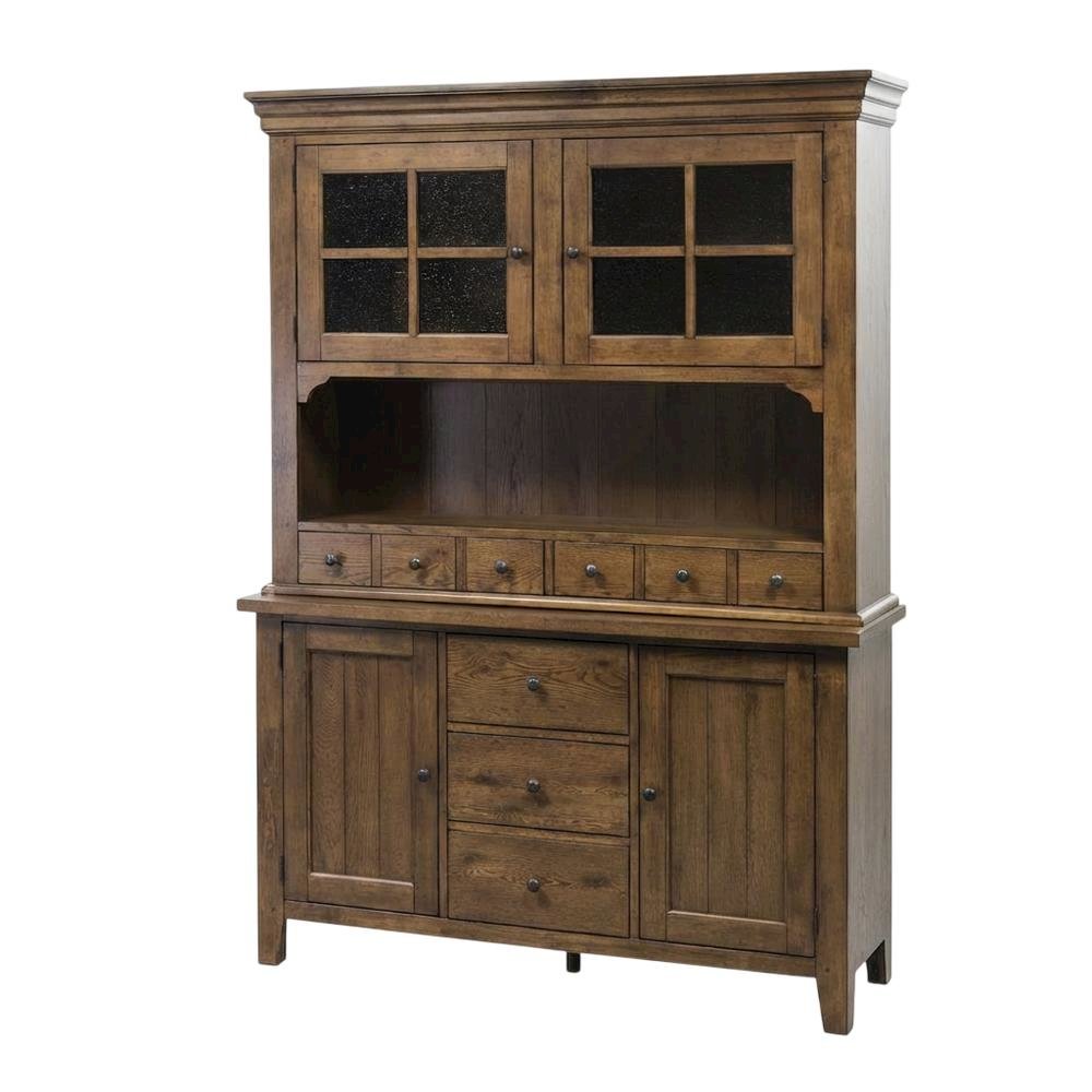 Traditional Rubberwood and White Oak Buffet with Ample Storage