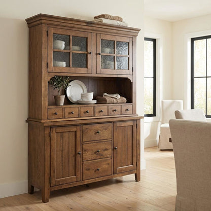 Traditional Rubberwood and White Oak Buffet with Ample Storage