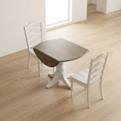 3-Piece Drop Leaf Dining Set with 2 Ladder Back Chairs - Antique White