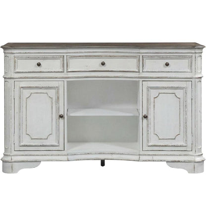 Rubberwood Solid Wood Buffet Cabinet with Storage and Drawers Sideboard, White
