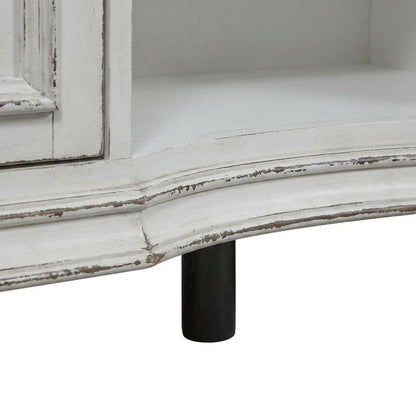 Rubberwood Solid Wood Buffet Cabinet with Storage and Drawers Sideboard, White