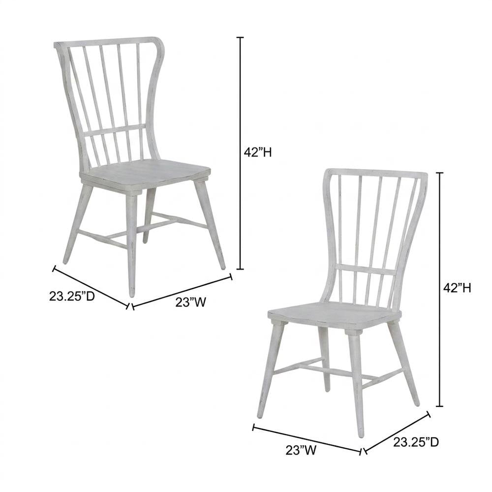 Pine Windsor Dining Chairs for Kitchen, Riverstone White & Tobacco, Set of 2