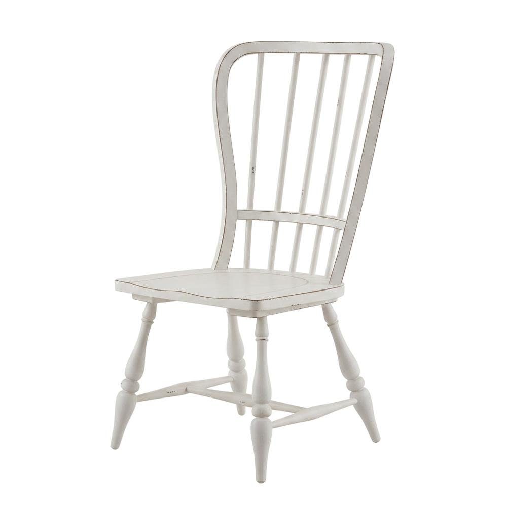 Rubberwood Farmhouse Dining Chairs, Antique White & Weathered Bark, Set of 2