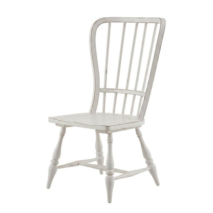 Rubberwood Farmhouse Dining Chairs, Antique White & Weathered Bark, Set of 2