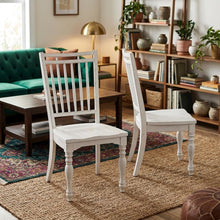 Solid Wood Spindle Back Farmhouse Dining Chairs for Kitchen, White, Set of 2