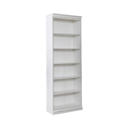 Magnolia Manor Stepped Bookcase Wall - Antique White & Weathered Bark