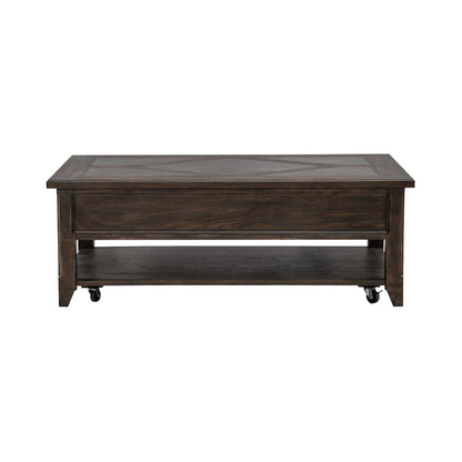 3 Pc Living Room Set - Stone Top Cocktail Table, 2 End Tables - Brown Oak Wood